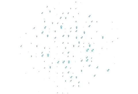 Light blue, green vector pattern with gender elements. Stockillustratie