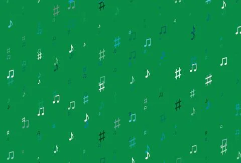 Light Blue, Green vector pattern with music elements. Illustrazione stock