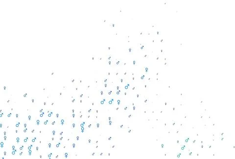 Light blue, green vector pattern with gender elements. Stock Illustration