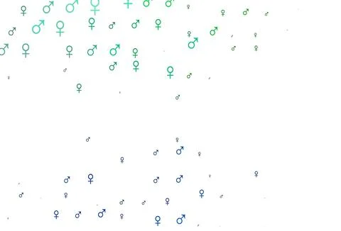 Light blue, green vector pattern with gender elements. イラスト素材