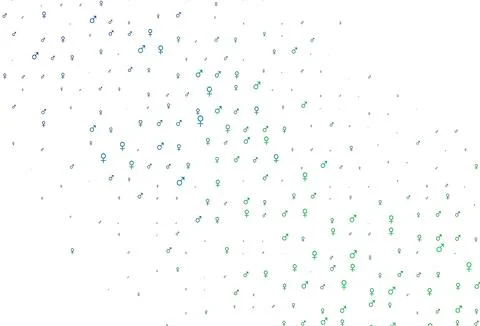 Light blue, green vector pattern with gender elements. Stock Illustration