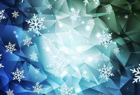 Light Blue, Green vector pattern with christmas snowflakes, stars. 库存插图