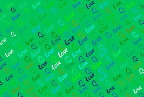 Light Blue, Green vector template with doodle hearts. Stock Illustration