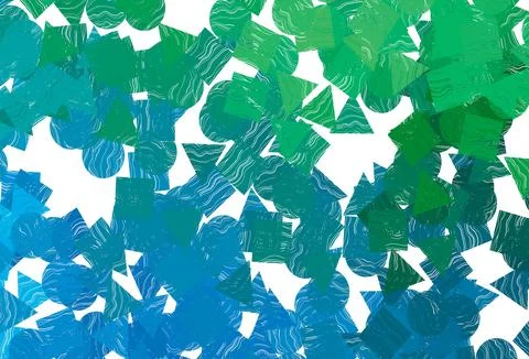 Light blue, green vector template with crystals, circles, squares. Stock Illustration