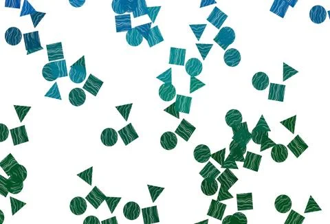 Light Blue, Green vector template with crystals, circles, squares. Stock Illustration