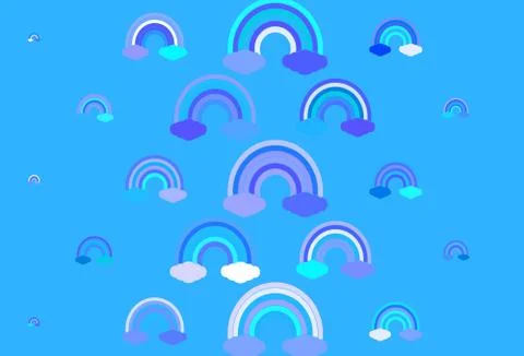 Light Blue, Green vector texture with rainbows, clouds. Illustrazione stock