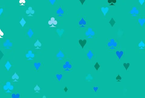 Light Blue, Green vector texture with playing cards. Stock Illustration