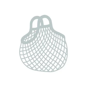 Light blue-grey mesh net market tote bag vector illustration. Eco-friendly Stock Illustration