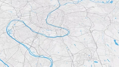 Light blue grey Paris map background loop. Spinning around France city air .. Stock Footage 242810713