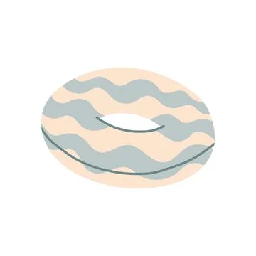 Light blue grey wavy striped inflatable pool float vector illustration. Summer Stock Illustration