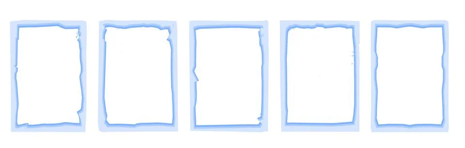 Light blue grunge border frames set; Rectangular distressed frames for overla Stock Illustration