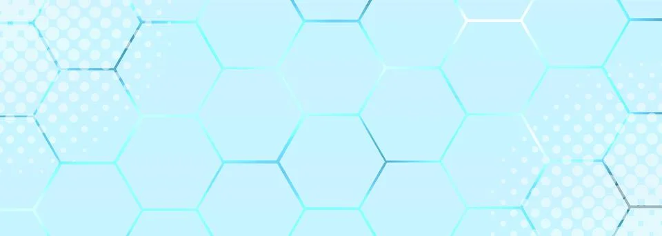 Light blue hexagonal abstract technology background with blue colored bright 库存插图