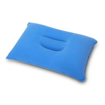 Light blue inflatable pillow isolated white background 스톡 사진