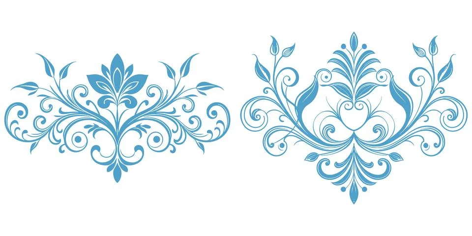 Light blue leafy scrollwork ornament for sophisticated card frames. Stock Illustration