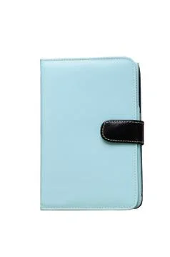Light blue leather notebook isolated Stock Photos