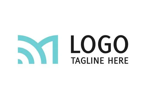 Light Blue Letter M Communicator Logo Design	 Stock Illustration