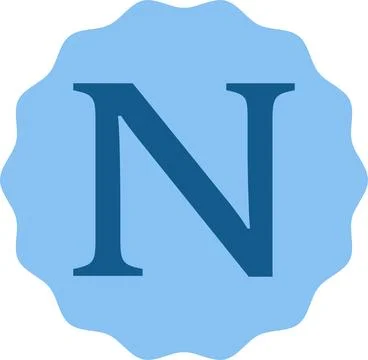 Light Blue Letter N Vector Design Isolated on White Background Stock Illustration