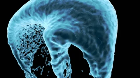 Light blue liquid splashes abstract and keeps rotating, alpha included (FULL HD) Video stock 40706417