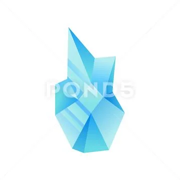 Light blue mineral, crystal, gem, precious gemstone or semiprecious stone vector Stock Illustration