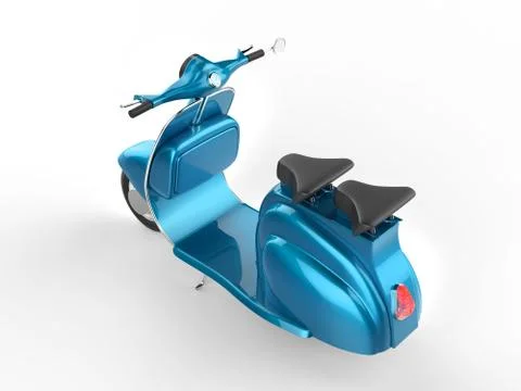 Light blue moped - top back view Stock Illustration