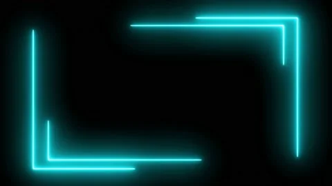 Light blue neon frame lighting on black ... | Stock Video | Pond5