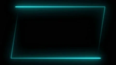Light blue neon frame lighting on black background. 4K 60Fps Stock Footage 220045461