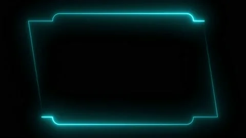 Light blue neon frame lighting on black background. 4K 60Fps Stock Footage 220045469