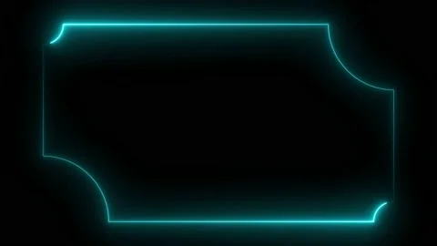 Light blue neon frame lighting on black background. 4K 60Fps Stock Footage 220045488