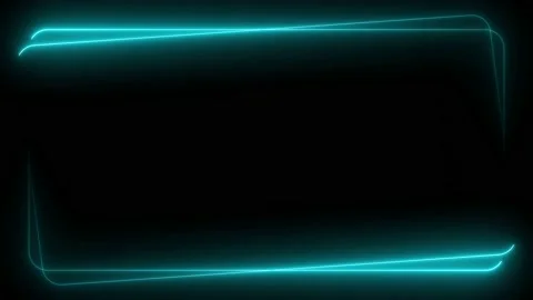 Light blue neon frame lighting on black background. 4K 60Fps Stock Footage 220045545