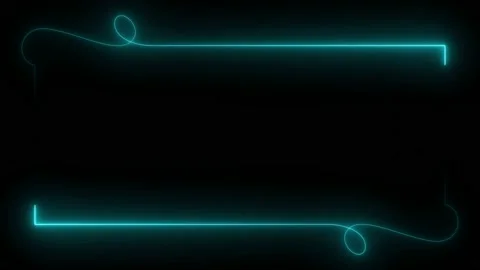 Light blue neon frame lighting on black background. 4K 60Fps Stock Footage 220045553