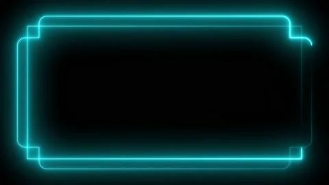 Light blue neon frame lighting on black background. 4K 60Fps Stock Footage 220045554