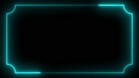 Light blue neon frame lighting on black background. 4K 60Fps Stock Footage 220045555
