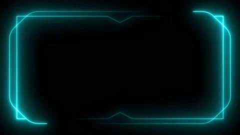 Light blue neon frame lighting on black background. 4K 60Fps Stock Footage 220045647