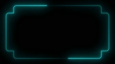 Light blue neon frame lighting on black background. 4K 60Fps Stock Footage 220045651