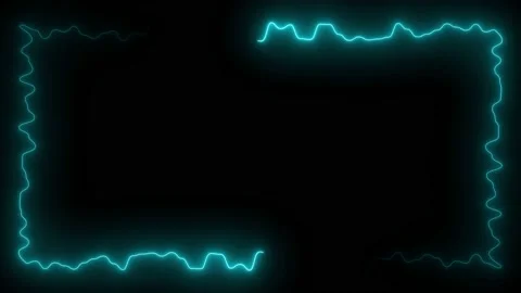 Light blue neon frame lighting on black background. 4K 60Fps Stock Footage 220045654