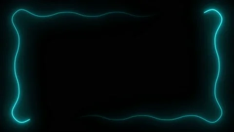 Light blue neon frame lighting on black background. 4K 60Fps Stock Footage 220045667
