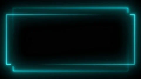 Light blue neon frame lighting on black background. 4K 60Fps Stock Footage 220045757