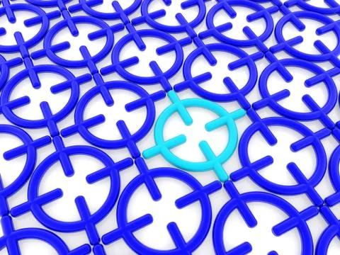 Light blue object between blue objects on white Stock Illustration