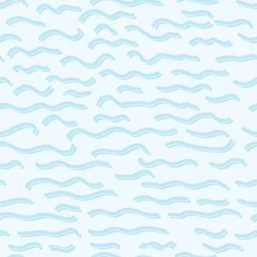 Light blue ocean waves seamless vector pattern. Hand drawn seaside beach water Stock Illustration