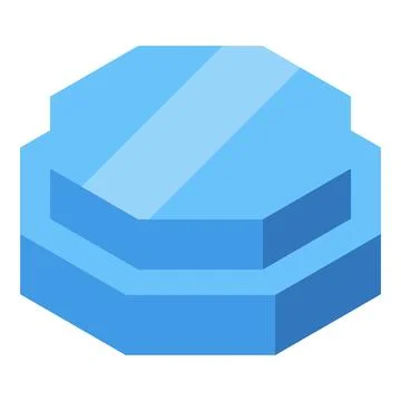 Light blue octagon shape exhibiting three dimensional depth and gradient effe Stock Illustration