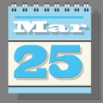 Light blue or sky blue colored daily leaf calendar with the open page of 25th イラスト素材