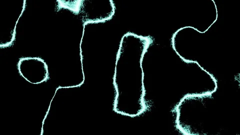 Light blue organic shapes float on a black background Stock Footage 292685771