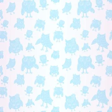 Light blue owl seamless pattern Stock Illustration