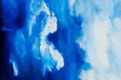 Light blue paint and white paint, painted clouds Stock Illustration