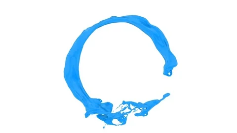Light blue paint flows in circle counterclockwise - on white, + alpha (FULL HD) Video stock 73497681