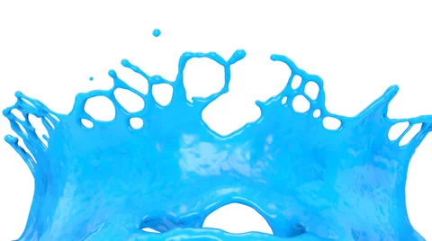 Light blue paint splashes into screen, alpha channel included (FULL HD) Video stock 38478349