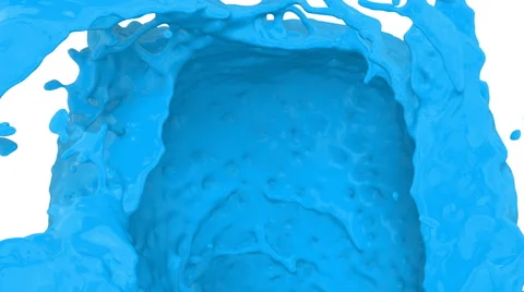 Light blue paint splashing into screen - camera fly-through, + alpha (FULL HD) Stock Footage 54768435