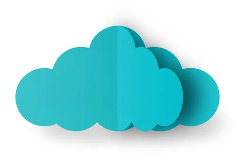 Light blue paper clouds isolated on white background. Stock Photos