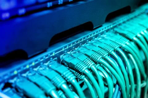 Light blue patch cord internet cables Stock Photos