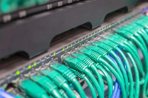 Light blue patch cord internet cables Stock Photos